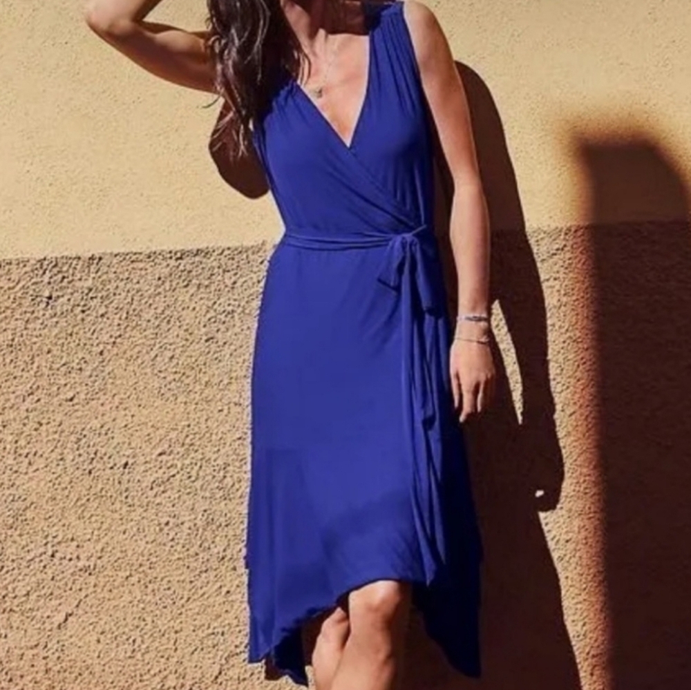 Athleta Blue Windward Modal Blend Wrap Dress M
